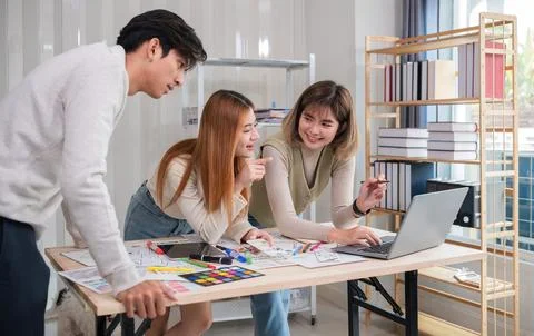 Application development team Brainstorming meeting and discussion to plan the Stock Photos
