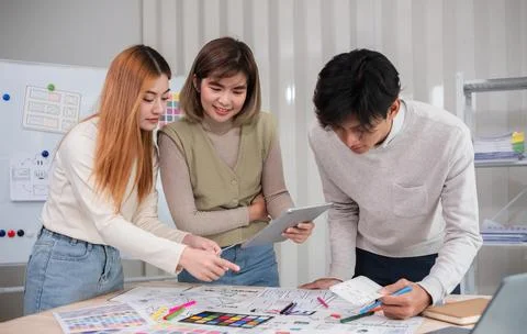 Application development team Brainstorming meeting and discussion to plan the Stock Photos