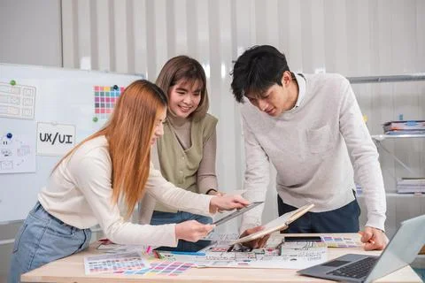 Application development team Brainstorming meeting and discussion to plan the Stock Photos