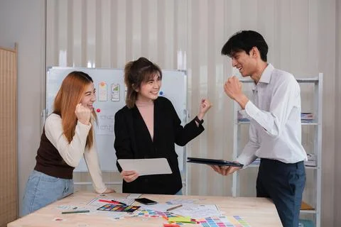 Application development team Meet together to brainstorm ideas for planning ux Stock Photos