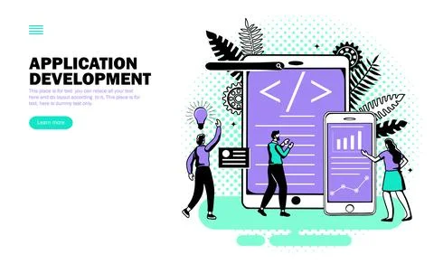 Application development team vector Illustrazione stock