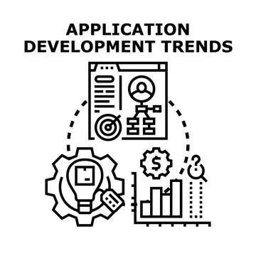 Application development trends with innovation process and data analysis 库存插图
