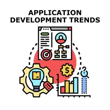 Application development trends with innovation process and data analysis Stock Illustration