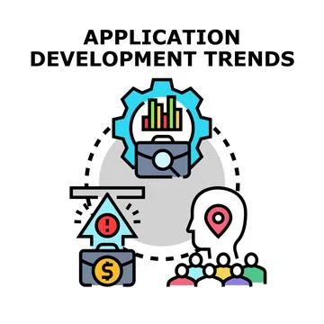 Application development trends software creating strategy Illustrazione stock