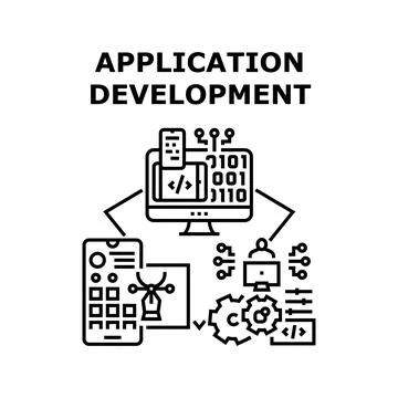 Application Development Vector Black Illustration Ilustración de archivo