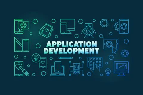 Application Development vector colored horizontal illustration Stockillustratie