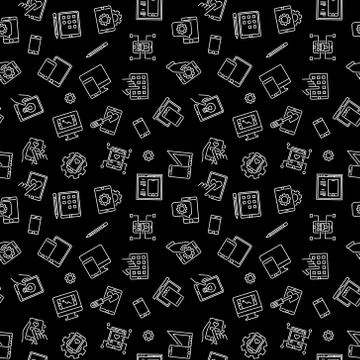 Application Development vector outline seamless pattern Stock Illustration