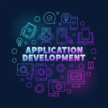 Application Development vector round line colorful illustration Illustrazione stock