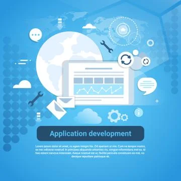 Application Development Web Coding Banner With Copy Space Stockillustratie