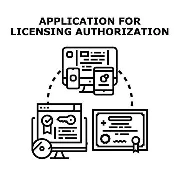 Application for digital licensing authorization and permit concept 스톡 일러스트