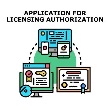 Application for digital licensing authorization and permit concept Stock Illustration