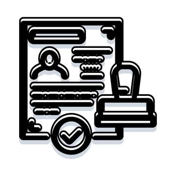 Application document getting approval stamp and checkmark 스톡 일러스트