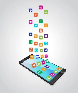 The application downloaded and installed to smartphone Stock Illustration