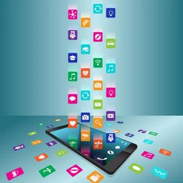 The application downloaded and installed to smartphone Illustrazione stock