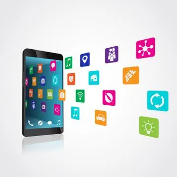 Application downloaded, installed or are uninstalled, deleted on the smartphone Stock Illustration