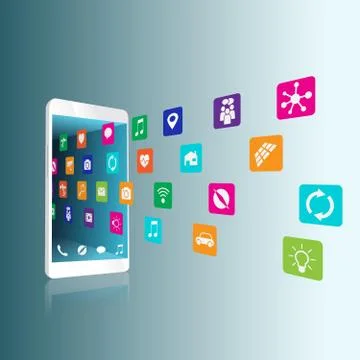 Application downloaded, installed or are uninstalled, deleted on the smartphone Stock Illustration