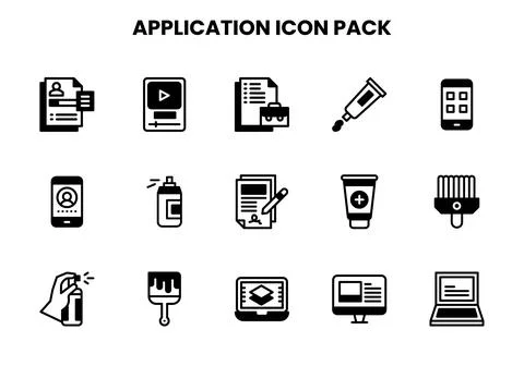 Application DuoTone Bundle Icons Pack Stock Illustration