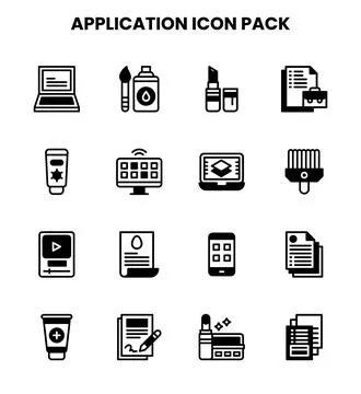 Application DuoTone Bundle Icons Pack Stock Illustration
