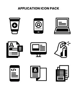Application DuoTone Collection Icons Pack Stock Illustration
