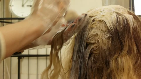 Application of the dye on the hair Stock Footage 46426893