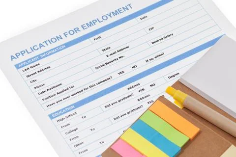 Application for employment Foto stock