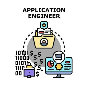 Application engineer developing software and managing data Illustrazione stock