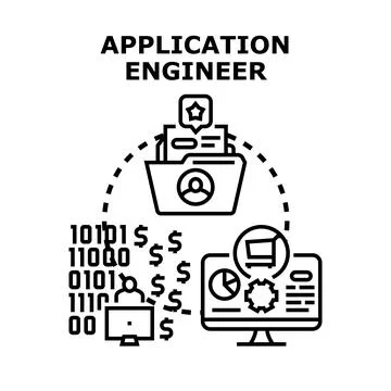 Application engineer developing software and managing data 库存插图
