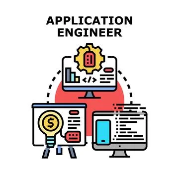 Application engineer developing software product solutions concept Stock Illustration