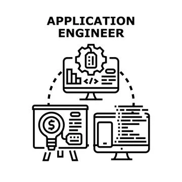 Application engineer developing software product solutions concept Stock Illustration