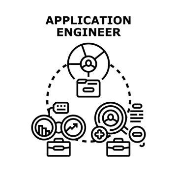 Application engineer solving software development tasks illustration Stock Illustration