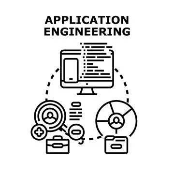 Application engineering concept developing software building process Stock Illustration