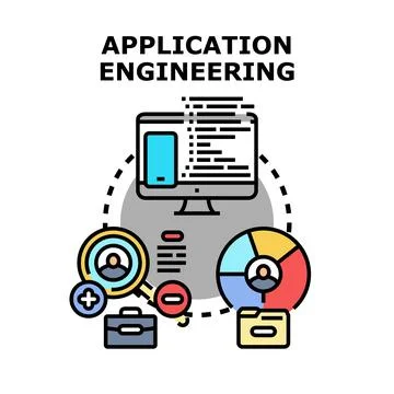 Application engineering concept developing software building process Stock Illustration