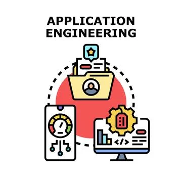 Application engineering creative concept vector designing software Stock Illustration