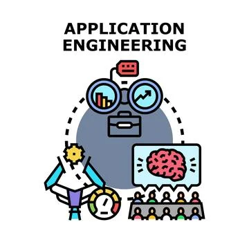 Application engineering developing new software solutions and strategies Stock Illustration