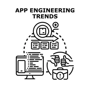 Application engineering trends and software development process 스톡 일러스트