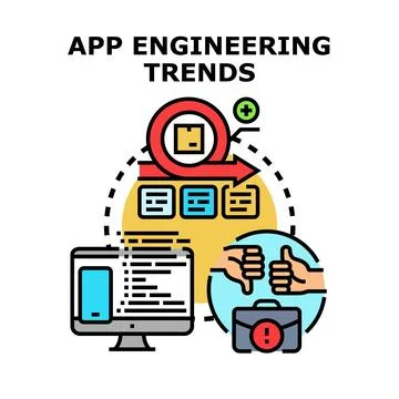 Application engineering trends and software development process Ilustración de archivo