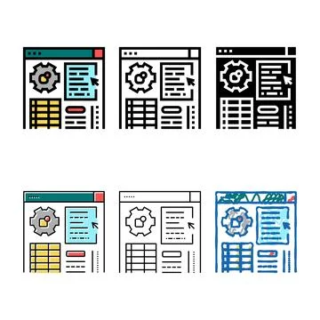 Application erp color icon vector pack Illustrazione stock