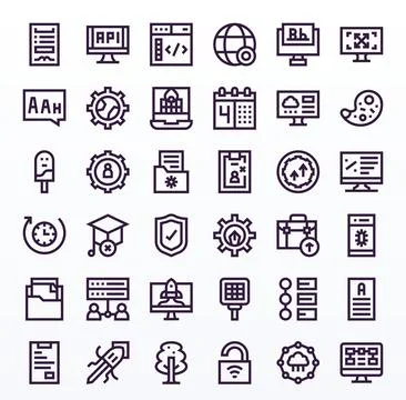 Application Essential Vector Set including 36 Display Perfect Bold Line Hig.. Stock Illustration