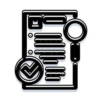 Application evaluation process with magnifying glass and checkmark Stock Illustration