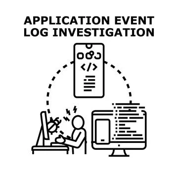 Application event log investigation process Stock Illustration