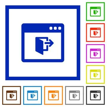 Application exit flat framed icons Illustrazione stock