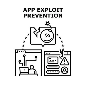 Application exploit prevention cybersecurity technology concept Stock Illustration