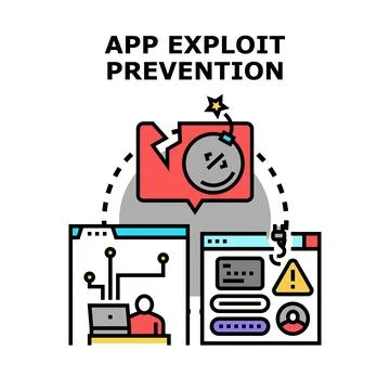 Application exploit prevention cybersecurity technology concept Stock Illustration