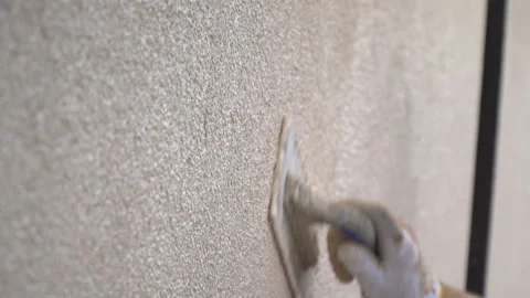 Application of facade plaster Stock Footage 92735917