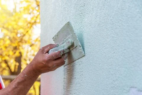 Application Of Facade Plaster. Stock Photos