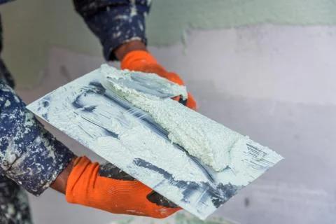 Application Of Facade Plaster. Stock Photos