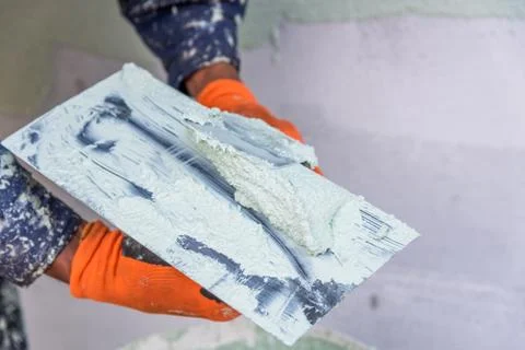 Application Of Facade Plaster. Stock Photos
