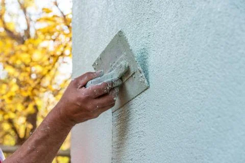 Application Of Facade Plaster. Stock Photos