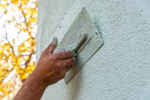 Application Of Facade Plaster. Stock Photos