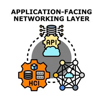 Application facing networking layer concept diagram Stock Illustration